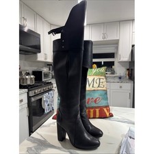 3.1 Phillip Lim Boots Women 6 Black Good Leather Over The Knee Block Heel picture