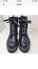 New Dr. Martens Molly Black Leather Crackle Platform Lace-Up Boots US 10  Womens picture