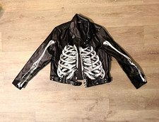 Spirit Skeleton Faux Leather Belted Jacket Costume Halloween Large Black/White picture