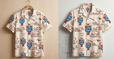 Vintage Old Style Beer Hawaiian Shirt Retro Classic Lager Mens Button Up Shirt picture