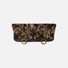 Rare Vintage 50s 60s MCM Floral Tapestry Brass Ring Foldover Carpet Clutch Purse picture