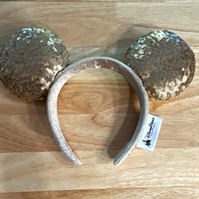 Disney Parks Mickey Mouse Gold Sequin Glitter Ears Headband #MICKEY90 picture
