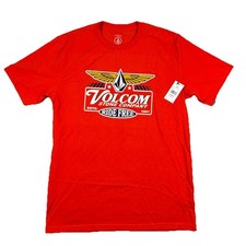 Volcom Stone Company Ride Free T-Shirt Men's Medium Red Skate Surf Graphic Tee picture