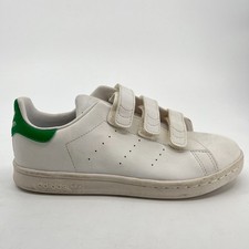 Adidas Stan Smith Strap Boys Size 2.5Y White Athletic Leather Shoes Sneakers picture