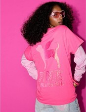 Victoria’s Secret PINK 2026 Fashion Show Bling Sequin Dog Campus SS Tee XS - XL picture