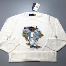 POLO PALPH LAUREN Bear White Lighthouse Pullover Crewneck Sweater Men Medium NWT picture