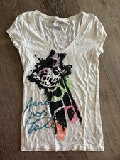 Vintage Y2K AERO Aeropostale Giraffe Embroidered V Neck Tee Shirt L Large picture