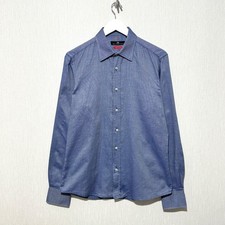 Vintage Balenciaga BB Blue Button Up Chameleon Cotton Long Sleeve Shirt Sz 40 picture