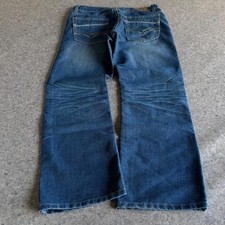 2000's y2k low rise whisker faded embroidered European jeans Mens 34/30 picture