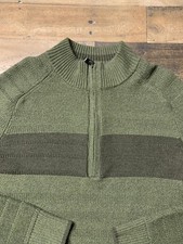 Smartwool Sweater Mens Medium Green Wool Blend Quarter Zip Mock Neck Pullover picture