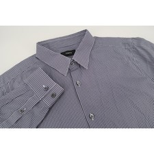 Theory Sylvain Hale Shirt Mens Medium Blue White Geometric Cotton Long Sleeve picture