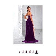 Adyce Purple Velvet Corset Maxi Dress Strapless High Slit Evening Gown Small picture