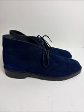 Solovair Chukka Boots Mens UK 10 US 11 Navy Blue Suede 3 Eye Made in England picture