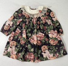 Vtg Rare Editions Dress Baby Girls 4T Floral Lace Bertha Collar Cottagecore USA picture