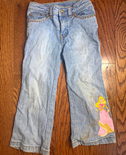 Disney Store Aurora Disney Princess Bootcut Light Wash Denim Jeans Girls 4 picture