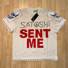 Satoshi Nakamoto Men's L White Studded Graphic Print Crew Neck Tee picture