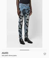 AMIRI Men's Light Wash Star Patch Skinny Denim Jeans 32x33 Blue/Black picture