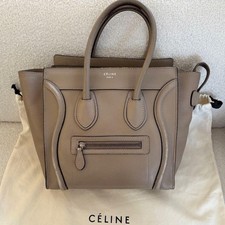 CELINE Luggage Micro Shopper 167793 Leather Tote Bag Greige Japan picture