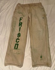Custom vtg Fri$¢o Carhartt Men’s Beige Canvas Workwear Pants 33x30 Tag 34 picture