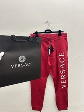 Versace Deep Red Maroon & White Spell Out Sweatpants $850 New Authentic 3XL VC1 picture