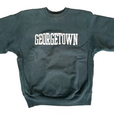 Vintage 90s Georgetown University Sweatshirt Pro Weave Made in USA Green Large picture