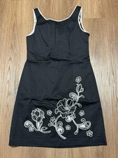 B Moss Clothing Black & White Sleeveless Floral Embroidered Tie Back Dress 12 picture