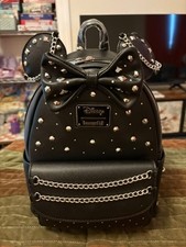 Minnie Mouse Studded Ears Biker Disney Loungefly Backpack  New with Tags picture