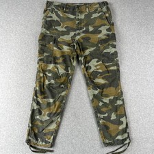 MOTHER Sir Yes Sir Camo Cargo Pants Cotton Linen Stretch 32x27 Military Fatigue picture