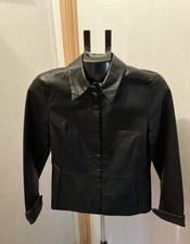 Vintage Apostrophe Women’s SZ Small Black Leather Zip Up Bomber Crocodile 90’s picture