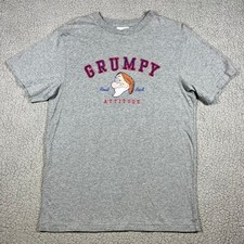 Disney Parks Grumpy Real Bad Attitude Gray Embroidered T-Shirt Mens Large L picture