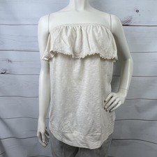 Torrid Womens Plus 2X Size 2 Cream Off Shoulder Ruffle Lace Trim Tube Top NWT picture