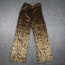 Mare Mare Pants Women Extra Small Gold Leopard Velvet Wide Leg High Rise Anthro picture