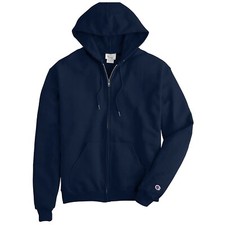 Champion Powerblend Double Dry Action Fleece Full Zip Hoodie Navy Blue Size XL picture