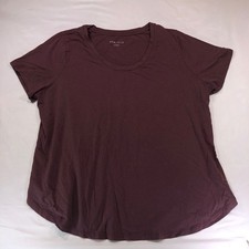 Ava & Viv Womens 1X Plum Burgundy Scoop Neck Curved Hem T-Shirt VN1042782 picture