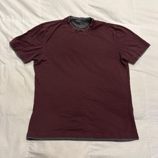 Brunello Cucinelli Burgundy Gray Faux Double Layer T-Shirt Regular Fit XL picture
