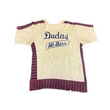 Rare Vtg 40s 50s Durene Striped Chain Stitched Shirt Dudas All Stars White Red M picture