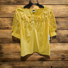 Old Navy Women's 3/4 Yellow Blouse, Medium picture