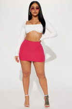 New Women's Fashion Nova Heaven Ribbed Mini Skirt Color: Hot Pink Size: Medium picture