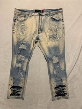 Makobi Jeans 44x32 Distressed Streetwear Stacked Jean Pants picture