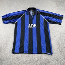 Vintage Soccer Jersey XL Shirt A.D.E #14 Iridescent Black & Blue picture