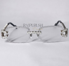 Moissanite Iced Out Rimless Sunglasses Unisex Designer Hip Hop Silver Glasses picture