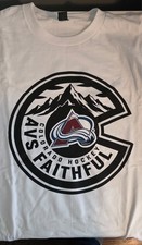 Colorado Avalanche Avs Faithful Graphic T-Shirt Gildan White Size XL picture