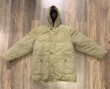 Vintage 50s 60s Eddie Bauer Goose Down Blizzard Proof Army Green Fur Hood Parka picture