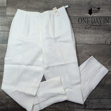 Talbots Irish Linen Women's White Straight Leg Dress Pants NWT Size 8 picture
