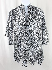 La Vie Style House Black White Eyelet Bell Sleeve Cover Up Mini Dress OS picture