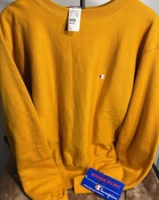 1980s Yellow Champion Reverse Weave L Sweatshirt NWT Deadstock Made In USA picture