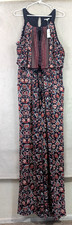 NWT Charming Charlie sz XL Slinky One Piece Jumpsuit dark blue print tank 1627 picture