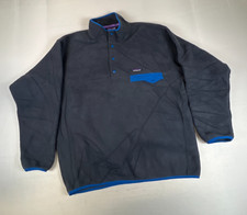 Patagonia Synchilla Snap T Pullover Fleece Mens Large Dark Grey Blue Snap Pocket picture