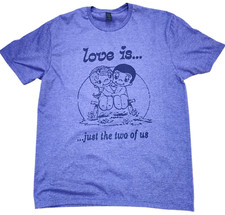 1972 Kim Casali LOVE IS Men color royal blue T-shirt. . . Night Light Comic L.A. picture