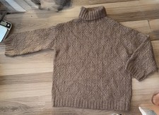 New Pol Women’s Chunky Knit Caramel Brown Turtleneck Sweater size Small picture